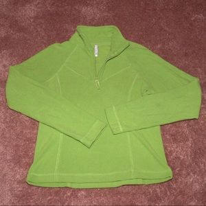 Green quarter zip fleece pullover
